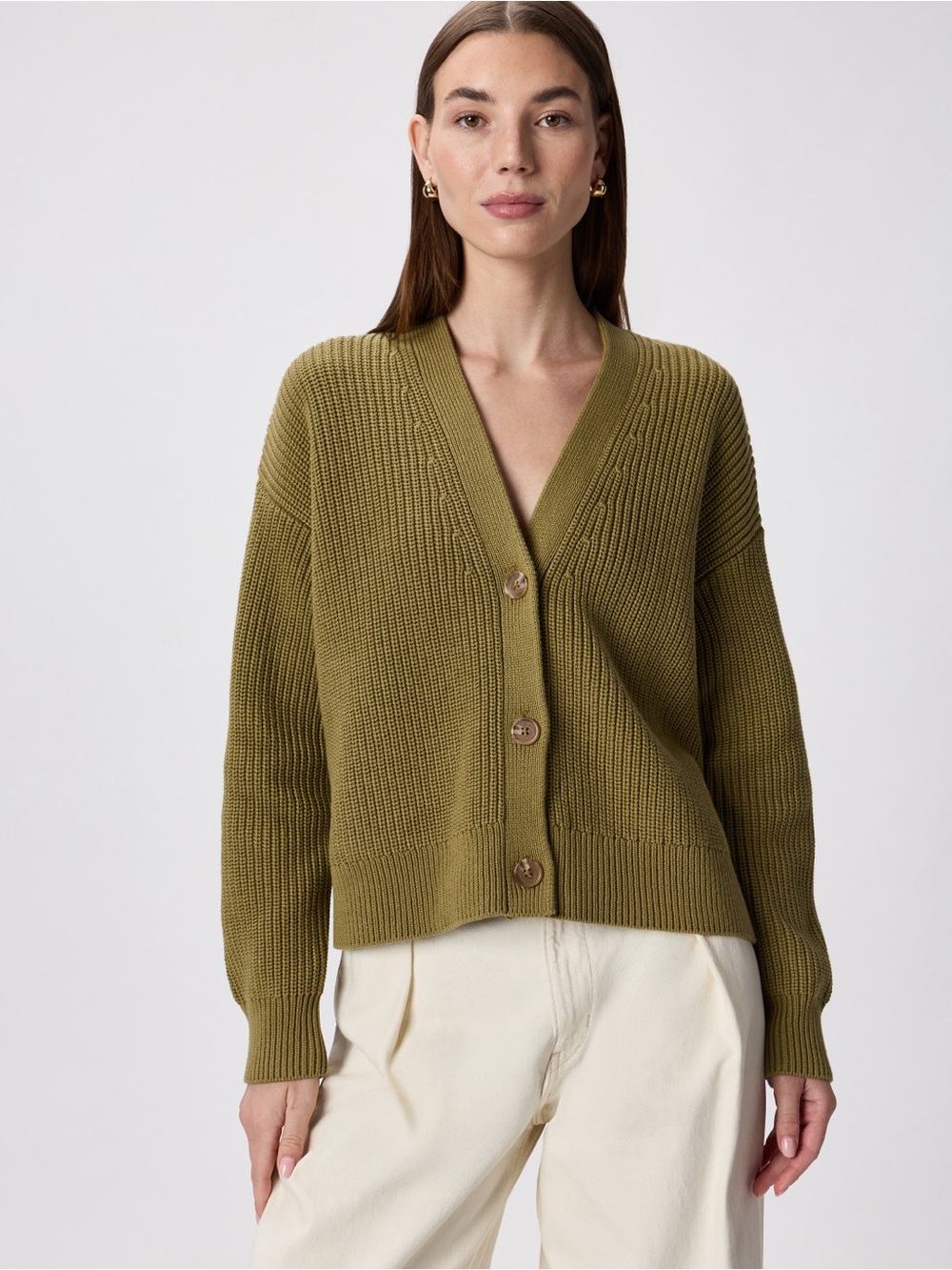 Quince 100% Organic Cotton Fisherman Boxy Cropped Cardigan